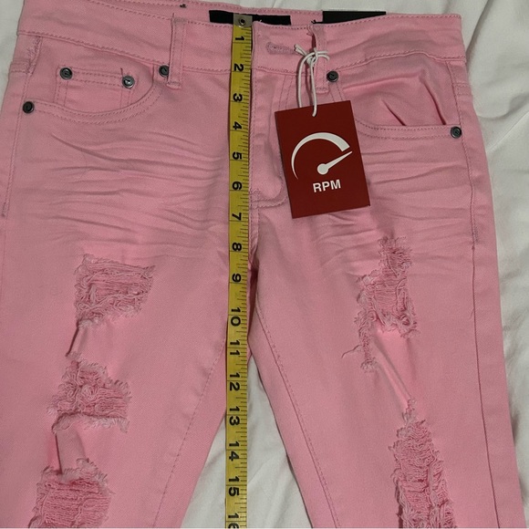RPM Ripped Pink Straight Leg Jeans - Picture 6 of 7